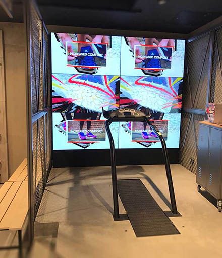 FreehandDigital's tweet photo. We worked with @midnightclubLDN to install a videowall with interactive iPad app and an exercise treadmill in the @adidasUK flagship store in Oxford Street promoting #ultraBOOST19. Full 4K footage utilising a powerful XT1144 @BrightSign and 6 @Samsung 55” professional displays. https://t.co/Kmj309bOci