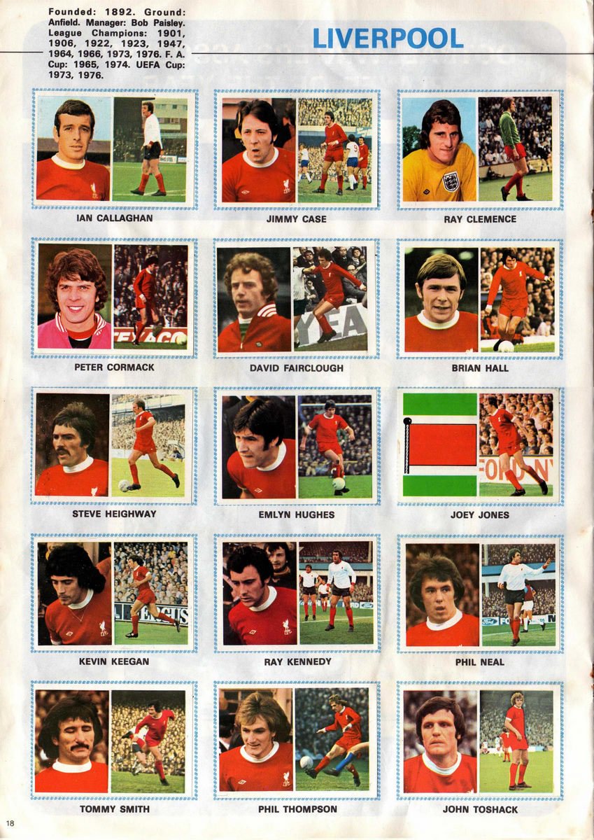 Liverpool 1977 Copa UEFA Super ganadores fútbol Trading Cards