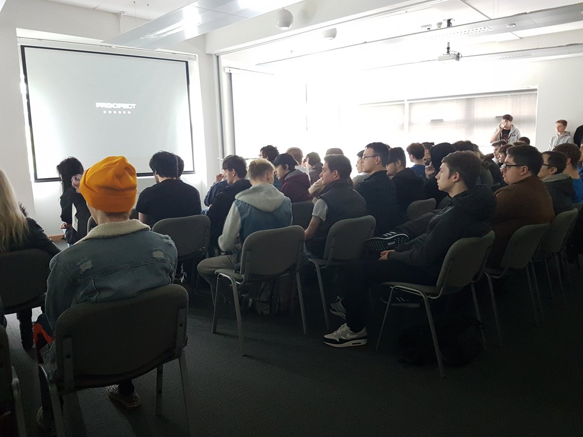 SammyAspden's tweet photo. Fantastic turnout and fab atmosphere for Jamie Carruthers @ProDirectSports keynote speech @UCSouthDevon Digital Media Art Design #researchshowcase @gjdmedia @stevecaunter1 @sdcollege https://t.co/WYD7evq4rJ