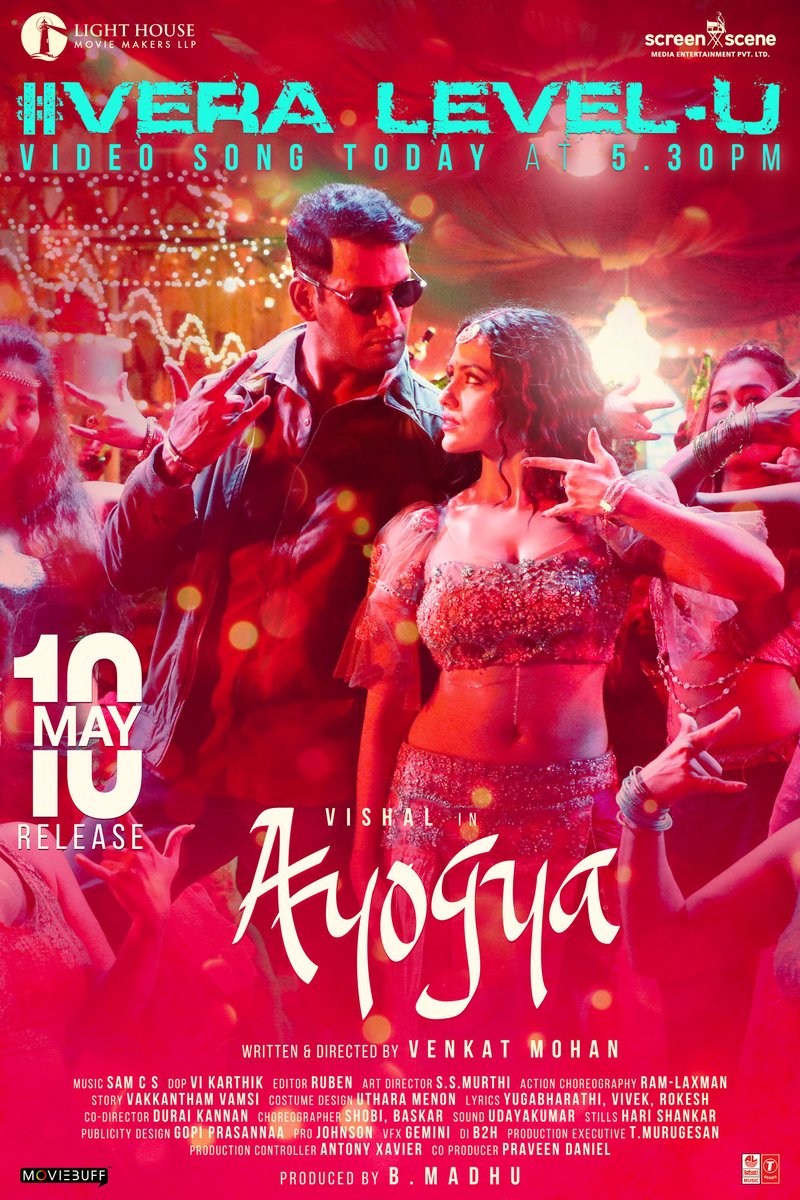 cinesarathi's tweet photo. @VishalKOfficial & #SanaKhan composed by the Hit Machine @MusicThaman ! #VereLevelVideoSongToday at 5.30PM.. A @Screensceneoffl release. @RaashiKhanna @TagoreMadhu @ivenkatmohan @AntonyLRuben @KarthikVenkatr4 @LightHouseMMLLP @LahariMusic @cgpraveenk @cinesarathi https://t.co/Iv7RdlUZIY