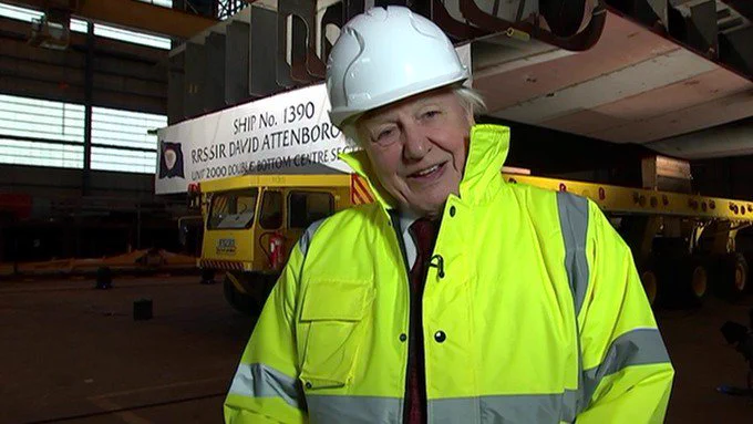 Sir David Attenborough lays the keel on research ship