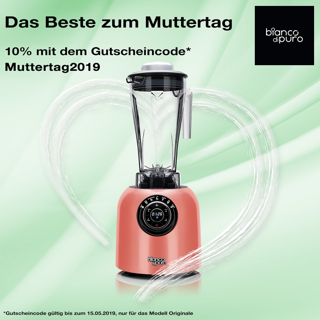 biancodipuro's tweet photo. Wir möchten den #Muttertag mit euch feiern und schenken euch einen 10% #Rabattcoupon für unseren Originale. Ihr bekommt den vielseitigen #Hochleistungsmixer in vielen attraktiven Farben.
So passt er garantiert in jede Küche.
Also ran an den #Mixer! https://t.co/fIweHpm756 https://t.co/QyjqNZKJyS