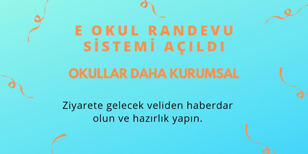 E Okul Randevu Sistemi Açıldı
Ziyarete gelecek veliden haberdar olun ve hazırlık yapın.

#sms #eğitim #okul #öğretmen #öğrenci #ders #sınav  #notlar #iyigünler #bilişimöğretmenleri #bilgisayaröğretmeni #Egitimteknolojisi #egitimdeyenilik #cagdasegitim 

eokulrandevu.com.tr