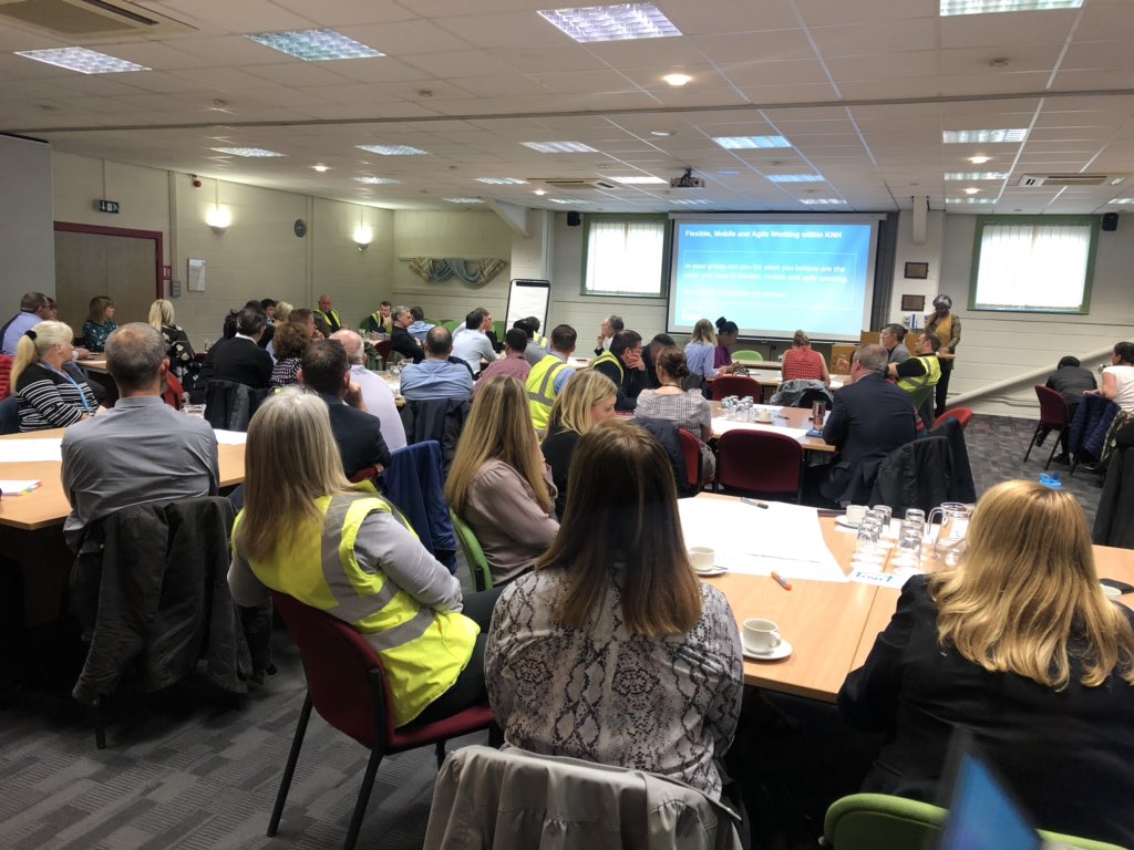 HNKirklees's tweet photo. Great turn out at KNH Leaders Forum considering all the delays on the roads today!! πππ²π#m62closed.
First topic on the agenda, agile & mobile working, weβre always looking for ways to support our staff #worklifebalance & to work more efficientlyππΌ https://t.co/PqQHVsgvA1