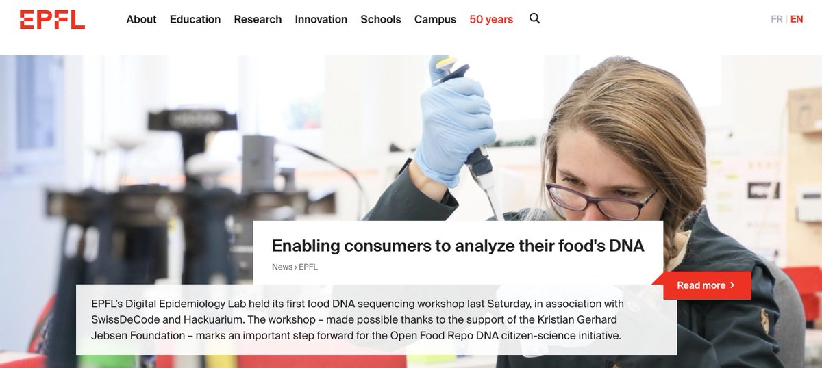 Our 1st food DNA workshop was a success! Featured now on <a href="/EPFL/">EPFL</a> homepage - read all about it👇and see some pics. Many thanks to the participants, who made it such a fun and productive day <a href="/hackuarium/">Hackuarium</a> bit.ly/2Vq0FAv   #CitizenScience #FoodTransparency Opinion from <a href="/frc_CH/">FRC</a>