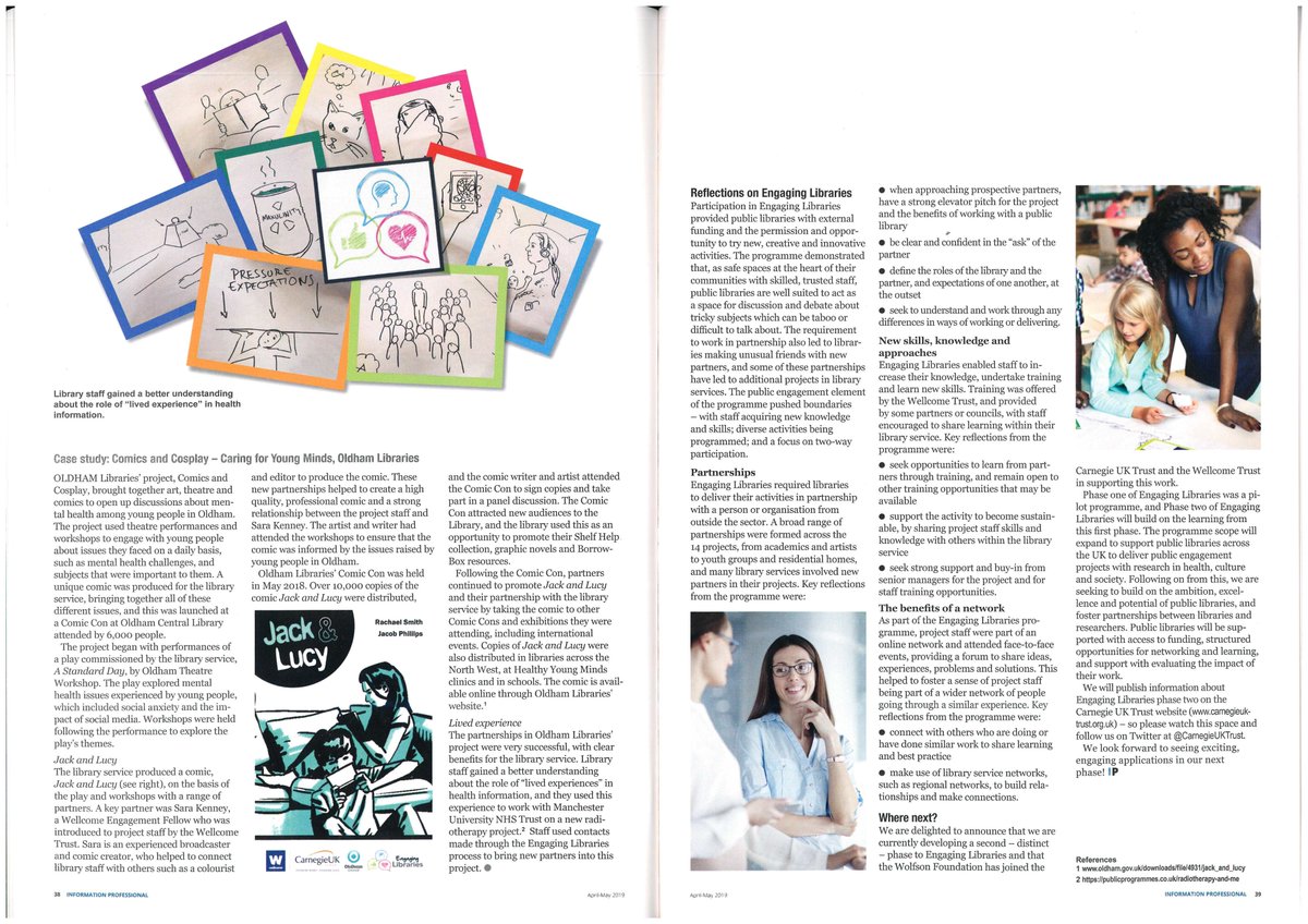 thanks to <a href="/CILIPinfo/">CILIP</a> for publishing our feature on the <a href="/CarnegieUKTrust/">Carnegie UK</a> <a href="/wellcometrust/">Wellcome</a> #EngagingLibs phase one learning in the #InformationProfessional read the full report at carnegieuktrust.org.uk/publications/e… massive thanks to @Rachel_CUKT 🌟