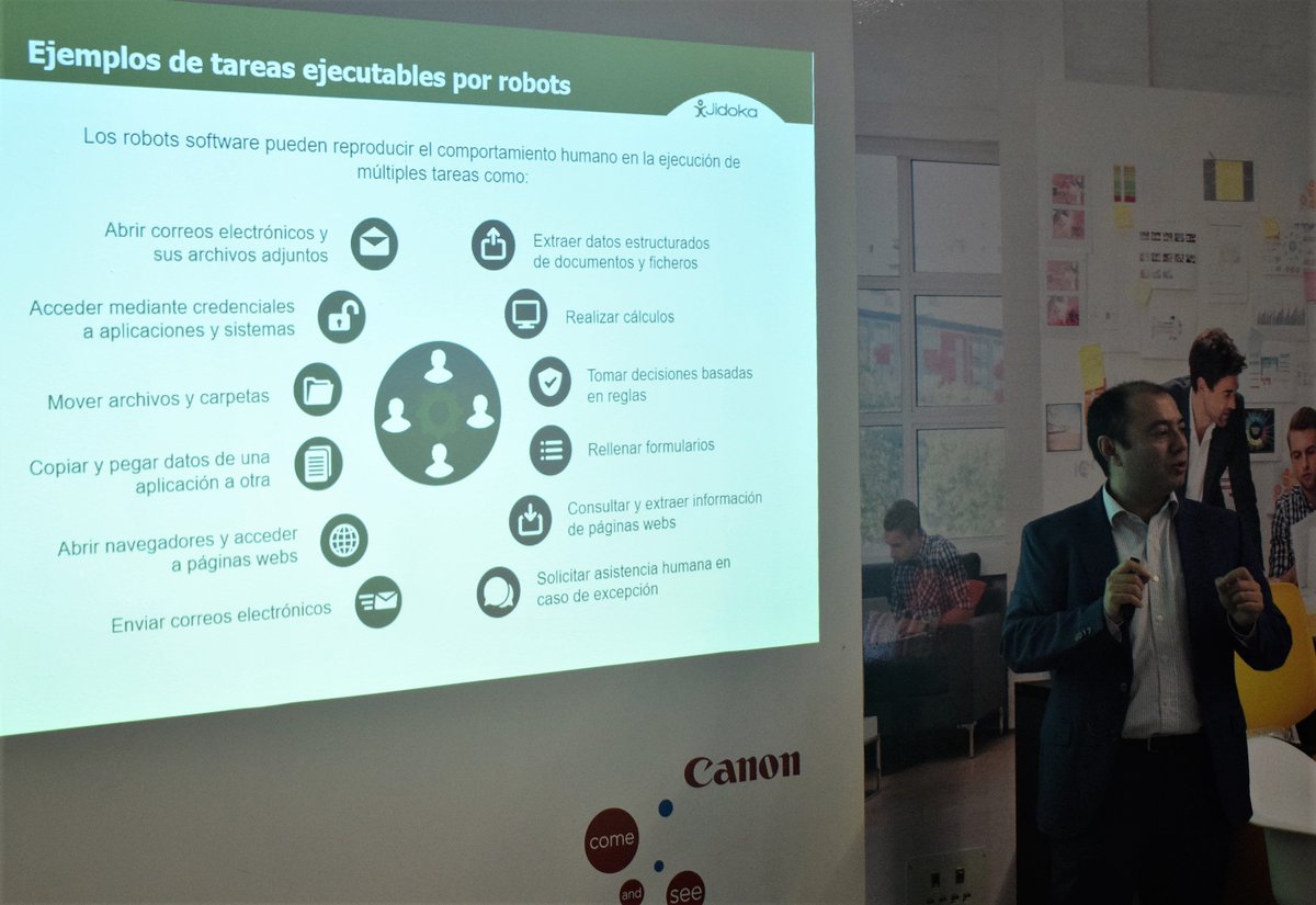 "Robots terminarán pidiendo ayuda a humanos". Hoy muchas tareas pueden ser robotizadas, aligerando tiempos y trámites. De automatización robótica procesos habló Víctor Ayllón CEO <a href="/JidokaIO/">Jidoka.io</a> en desayuno en que fue presentado Digital Impact, proveedor global soluciones tecnológicas,