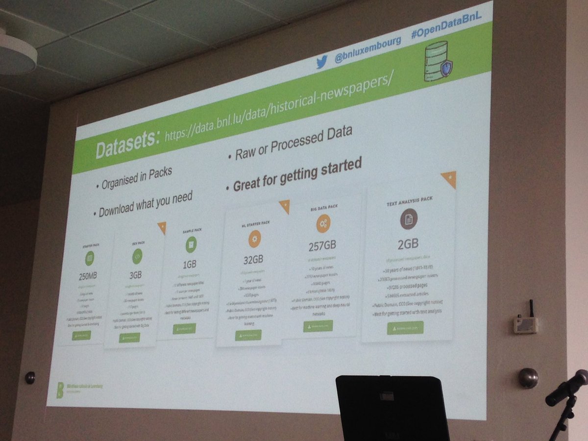 schambers3's tweet photo. I love the way that @bnluxembourg provides access to Digitised Historical Newspapers https://t.co/DVYduFoSoC #OpenDataBnL now @RalphMarschall presents it! #DATeCH2019 #kbrlab https://t.co/oNnCHOVPhA