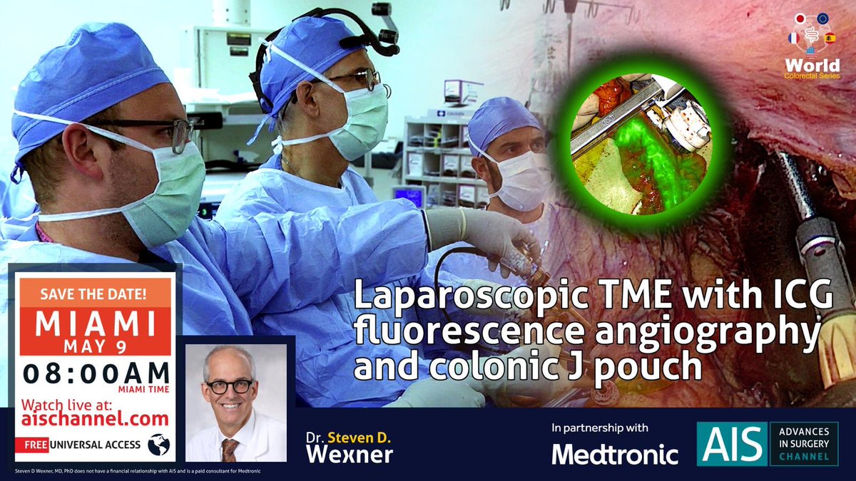 SWexner's tweet photo. Tomorrow 0800-1000 🇺🇸 EST @AISChannel @CleveClinicFL live international interactive video conference @fascrs_updates @SAGES_Updates @AmCollSurgeons @ACPGBI @EduTrain_ACPGBI @escp_tweets @YouESCP @YouSICCR @kolorektal @PortalSBCP @EAES_eu @ALSGBandI @SSATNews @SocSurgOnc @ESSOnews https://t.co/p3x5wXeaUj