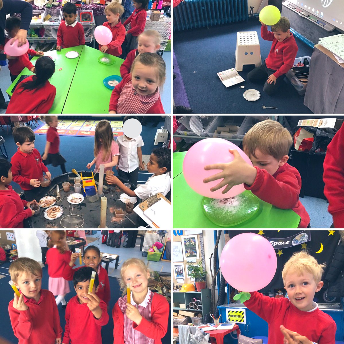 Edwaltonprimary's tweet photo. Dexter brought in his experiment to show - salt and pepper sticking to a balloon, we then tried the experiment and other science experiments this morning, including making potions! 🧪#AshClass #ScienceFun #EarlyYears #ChildrensInterests https://t.co/edcOD5sGZM