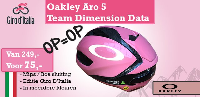 CyclingWebNL's tweet photo. De #Oakley Aro 5 helm van de officiële wielerploeg Dimension Data. 

VAN : €249,-
NU : €75,-

De roze aerodynamische helm is speciaal ontworpen voor #Giroditalia

Voor meer info :https://t.co/CxXU7aFpOH 

#Cycling #Cyclistlife #Cyclinglove #Cyclingwebnl #Ilovemybike #sale https://t.co/iR3YuDtxcI
