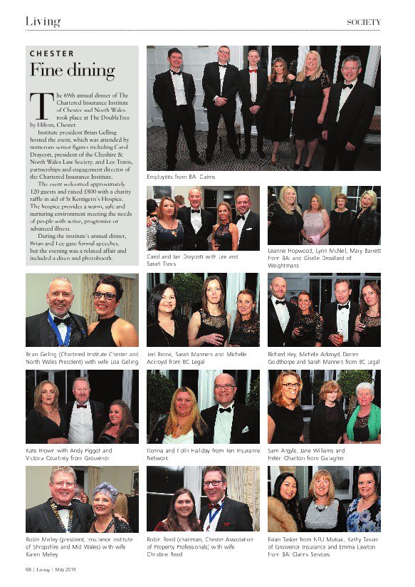 <a href="/G3Insure/">G3Insure</a> and <a href="/lisa_redman/">Lisa Gelling</a> in this months Cheshire Living magazine when we hosted <a href="/CIIGroup/">Chartered Insurance Institute</a> Chester &amp; North Wales annual dinner with our good friends from <a href="/CNWLawSociety/">CNW Law Society</a> <a href="/ChesterCAPP/">Chester Association of Property Professionals</a> <a href="/itentacle/">TEn Insurance</a> <a href="/Grosvenorbroker/">Grosvenor Insurance</a> <a href="/chestertweetsuk/">#chestertweets</a>