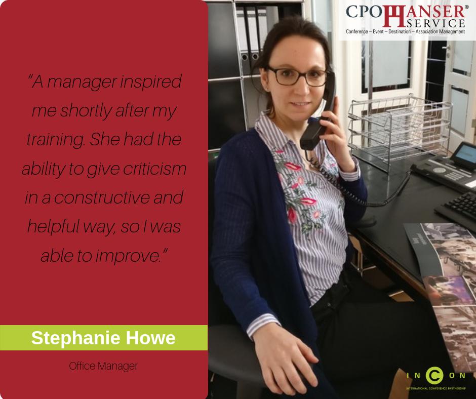 INCONGroup's tweet photo. This week #INCONfeatures Stephanie Howe, the Office Manager at our partner @CPO_HANSER. Let's discover who inspired her in her careerπ. #INCONpeople https://t.co/SSelIXlli9