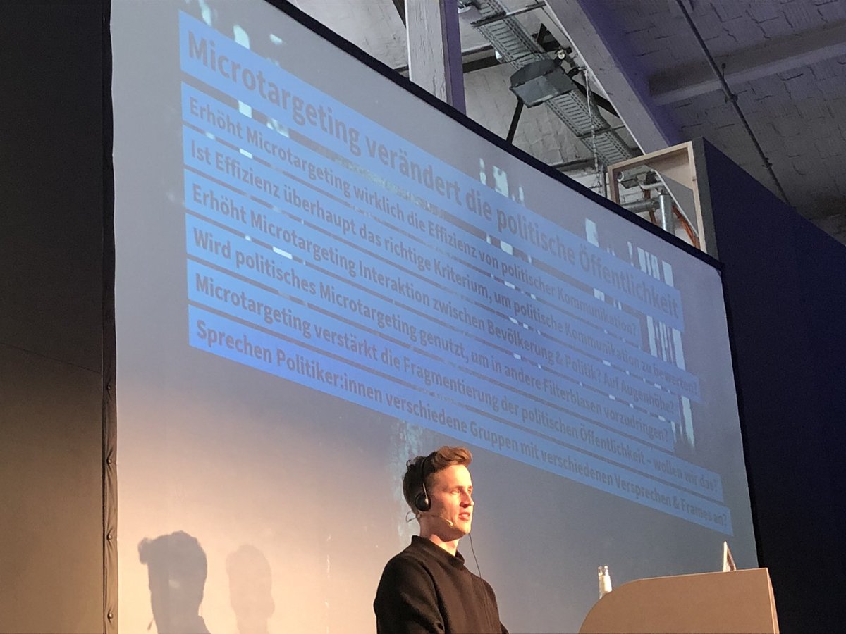 Microtargeting &amp; manipulation, relevance of #data for elections. Not a new topic but worth looking at with European #elections coming up. It was used before the US presidential elections and #Brexit referendum to influence people. AfD won't tell if they use it. 😉 <a href="/roofjoke/">Ingo Dachwitz (inactive, find me on Mastodon)</a> #rp19
