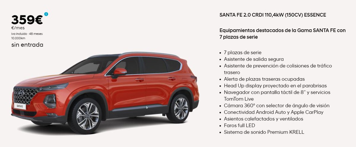 MavenMotor's tweet photo. Hyundai #PersonALL, el renting a particulares con el que puedes tener un #SantaFe por 359€ al mes sin entrada y con todo incluido. ¿Suena bien verdad? 👏
¡Ven e infórmate! https://t.co/bymbfYDaDt