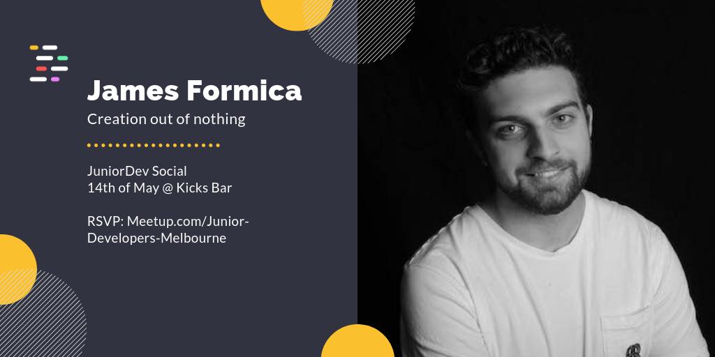 Less than a week until the next JuniorDev Social in #melbourne at Kicks bar.

Our third 3️⃣and final talk will be from <a href="/thesillyjames/">James Formica</a> about the struggles of creativity in the tech industry 😱

Can't wait to see you all there!

RSVP: meetu.ps/e/GGZHr/qcC7M/f
