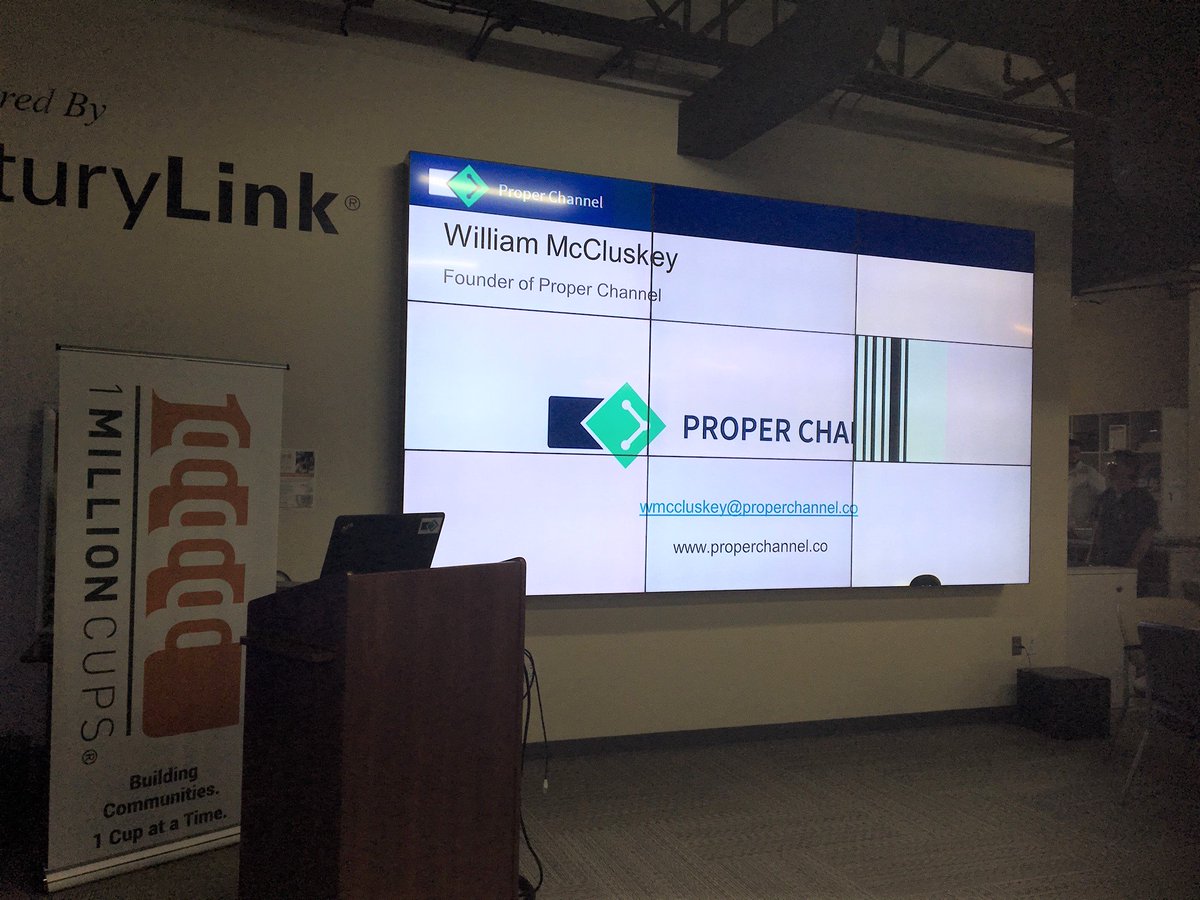 1MillionCupsNPL's tweet photo. #1MCNaples is about to begin, with @wmccluskey of @properchannel presenting first. It's a #KnowledgeSharing platform. If you can't afford an #expert, turn to #ProperChannel! https://t.co/nQeQ6K9qla