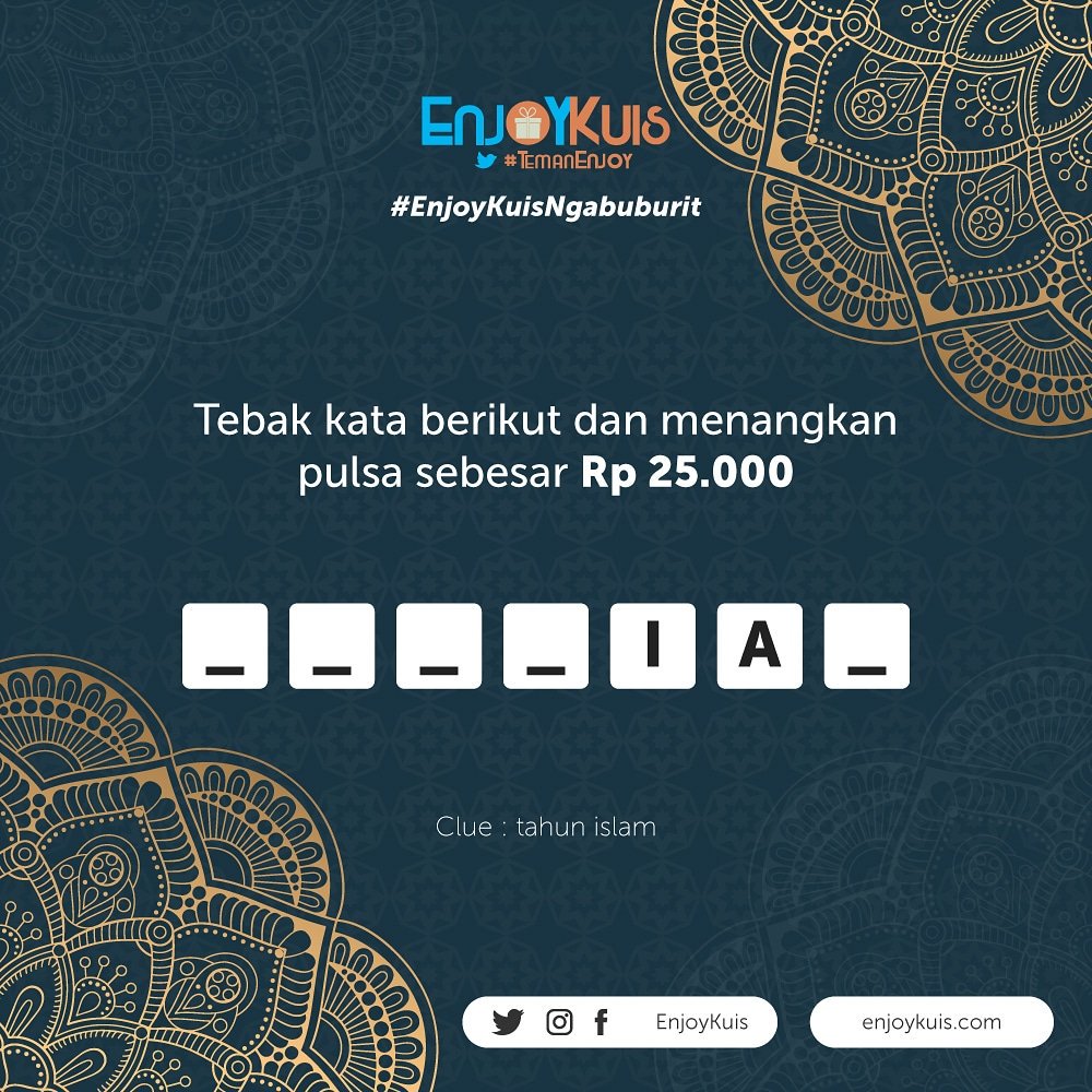 EnjoyKuis's tweet photo. Mau Pulsa Rp 25.000 ?

Cara main: 

Follow @EnjoyKuis 
Retweet tweet ini!
Reply jawaban + #EnjoyKuisNgabuburit 

Ada pulsa 25K u/ 1 orang beruntung
END : 8 Mei 2019, jam 9 malam! https://t.co/YCiEvanxoi