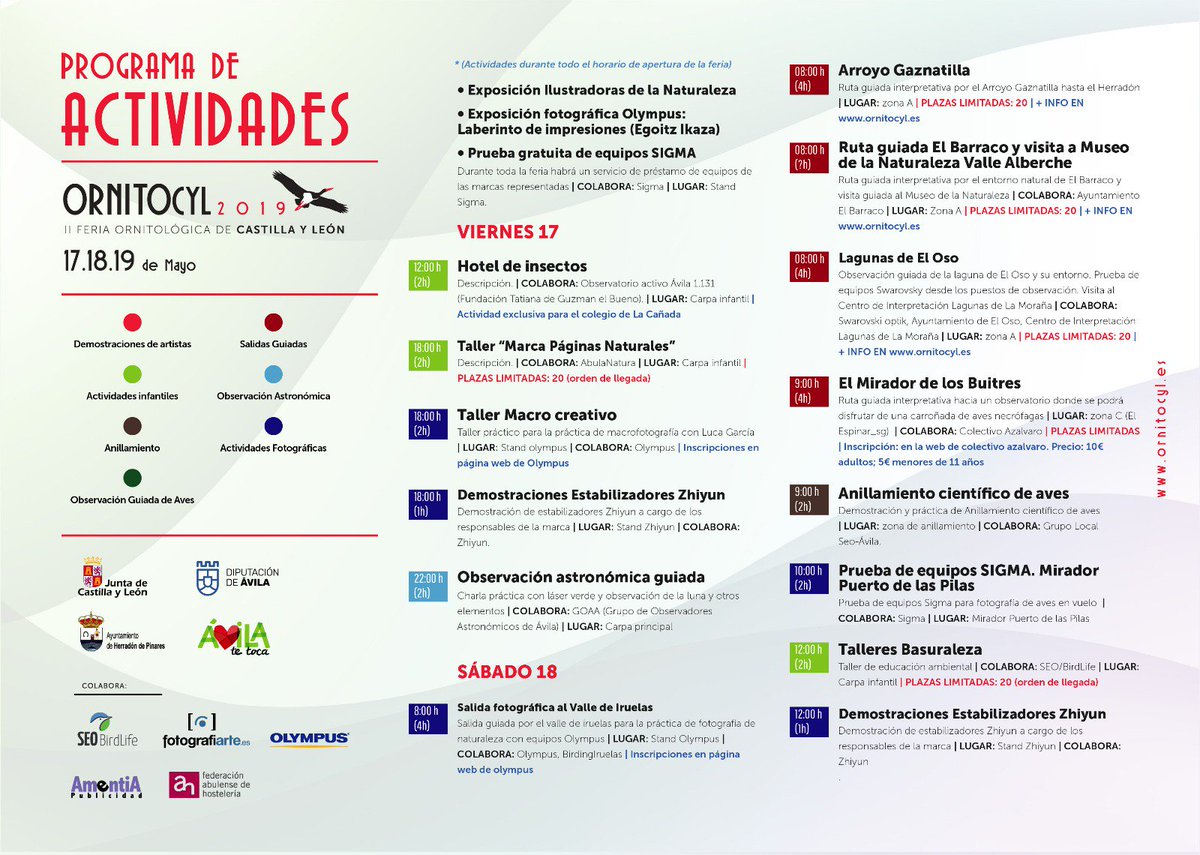 MUSEONATURALEZA's tweet photo. ORNITOCYL 2019, 17, 18 y 19 de Mayo. l Museo estará en el stand del Ayuntamiento de El Barraco, y colabora con Ornitocyl realizando una salida de campo el sábado 18 de mayo.
Para participar en cualquiera de las actividades apuntarse: https://t.co/ygfRZTllhF
#MNVA #ElBarraco https://t.co/5yg5ZbeRDR