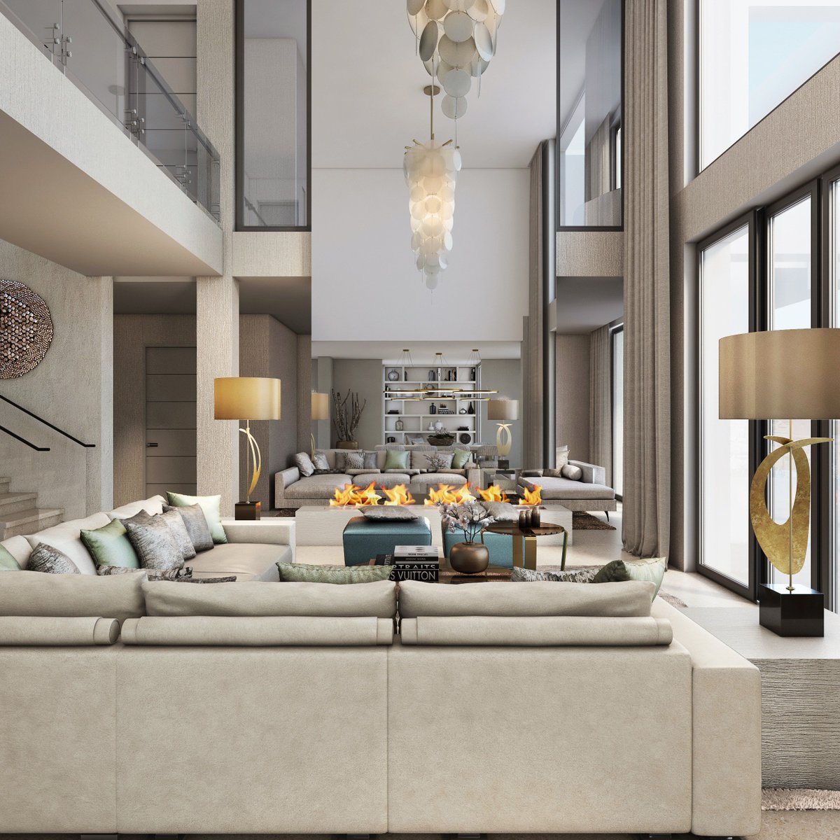 Double the height, triple the effect! Our #3D #CGI work for a #beach #villa, #design by #erickuster. #interior #interiordesign #3dvisualization