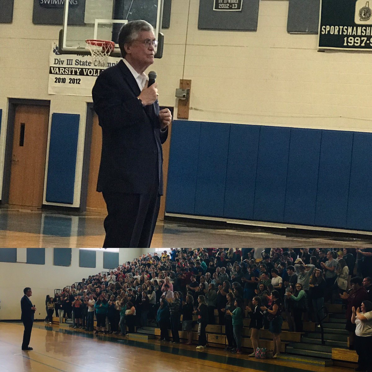 WRHSBears's tweet photo. WRHS is very proud to have hosted former New Hampshire Chief Justice John Broderick to kick off Mental Health Awareness month as he shares his family’s story of their struggle to overcome mental illness. (Spoiler alert: There IS hope!) https://t.co/3hovX3JY6Y