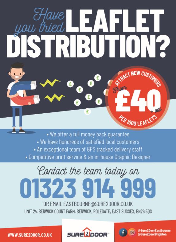 #Eastbourne #seaford #newhaven #peacehaven #saltdean #polegate #alfriston #lewes #businesses #leaflets #Distribution #GPStracked
Email the team for more information or give us a call, We would be happy to help you get more customers through the door.
