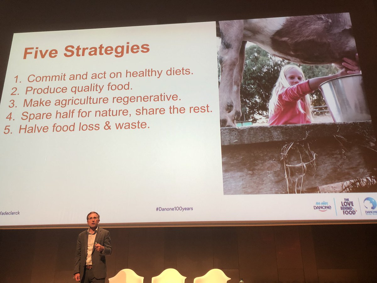 lfcollaco's tweet photo. Five strategies aiming healthy and sustainable diet. @FDeclerck showing us that is possible and we need to act right now! #danone100 #sustainability #foodtech #futurefood https://t.co/AR0Gj8gCf8