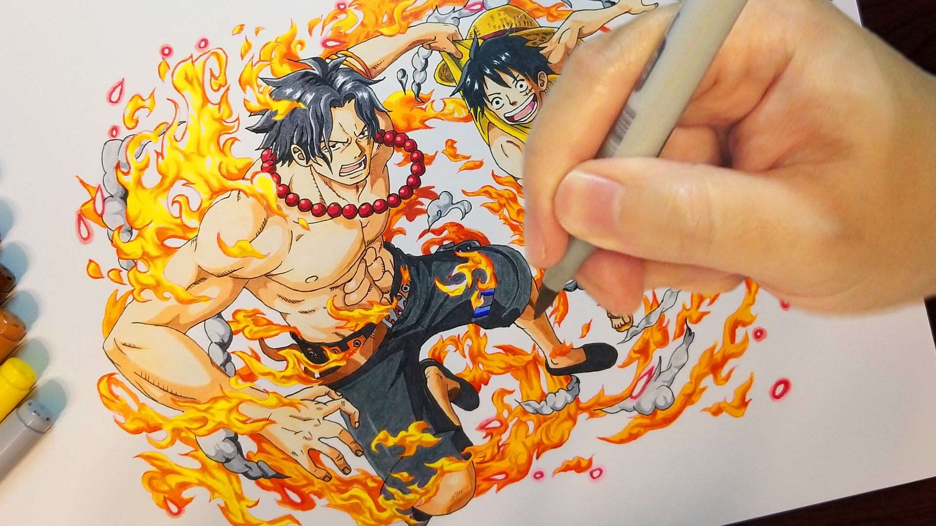 Herotv あぬびす 文房具レビュアー とある企画用に模写ってるワンピースのイラストの途中経過です 今日中に仕上げたいけどできるかな ワンピース エース ルフィ T Co Oudlqjtwff Twitter