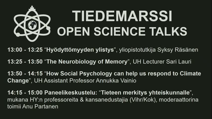 SyksyRasanen's tweet image. Puheeni lauantaina 4.5. @ScienceMarchFI on katsottavissa tästä.

Aiheina tutkimukseni, tieteen merkitys ja tiedepolitiikka.

helsinki.fi/fi/unitube/vid…