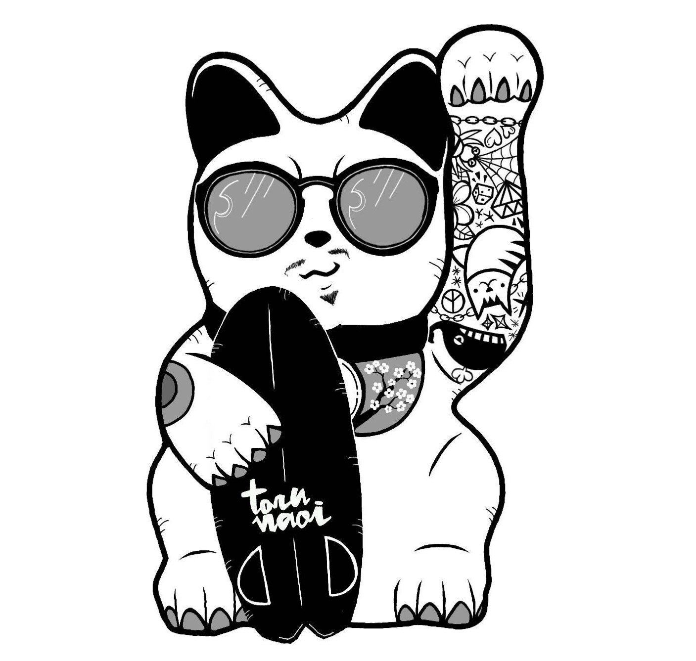 直井 徹 悪そうな招き猫 招き猫 Surfart Surfing Tattoo Eyewear Sunglass Cat Illust Illustration サーフィン タトゥー イラスト イラストレーション 直井 徹 悪そうな招き猫 招き猫 Surfart Surfing Tattoo Eyewear Sunglass Cat Illust Illustration サーフィン タトゥー イラスト イラストレーション