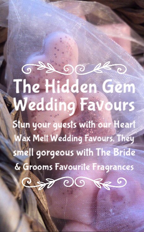 The Hidden Gem Wedding Favours 💒 👰 🎩 

⭐️ Who’s Getting Married? 
⭐️ Get your wedding table favours 
⭐️ Bride & Grooms Fragrance 
⭐️ Heart Shaped Wax Melts in Organza Bags #manandwife #marriage #wedding #engagement #cheshirewedding