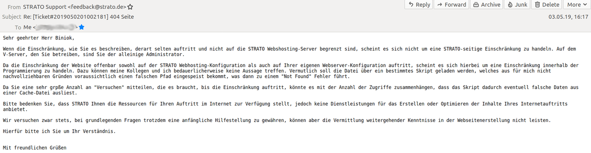 derjanb's tweet photo. @STRATO_hilft Ich gedulde mich. :) Ich war nur irritiert, weil ich am 3.5. eine Antwort mit dem gleichen Inhalt wie in der Mail vom 30.4. erhalten habe und der Inhalt nicht nach "Analyse" klang. Vielen Dank für die schnelle Antwort. https://t.co/fss0hdwJtO
