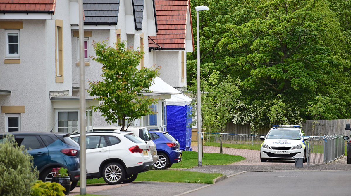 GlasgowStand's tweet image. The blue forensic tent set up outside a house in Monkton in the investigation into the disappearance of Emma Faulds. #findemmafaulds