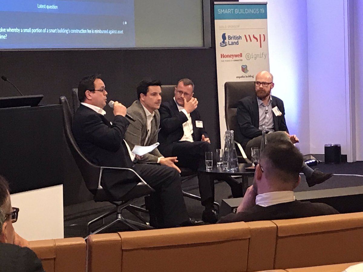 NickW842L's tweet photo. Excellent panel at #SmartBuildings19 with @MikeGedye @danielbyles have to ensure data is accessible and in a useable format for property end users #TechCBRE #cbreuk https://t.co/FHkuvfJjbY