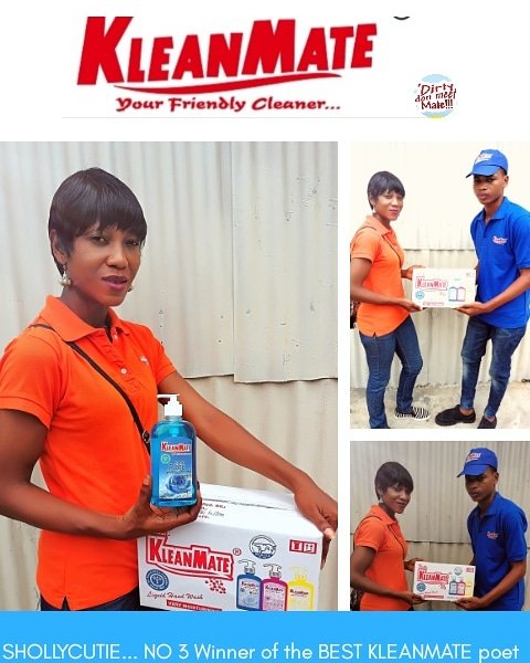 kleanmate's tweet image. Oh Kleanmate my favourite
I love you Kleanmate because you give me the pleasure that can never be measure becos you're a treasure...
Kleanmate every household must have
The peom that made her No 3 Winner@shollycutie Congratulations #poetry #handwash #supermarket#clean #kleanmate