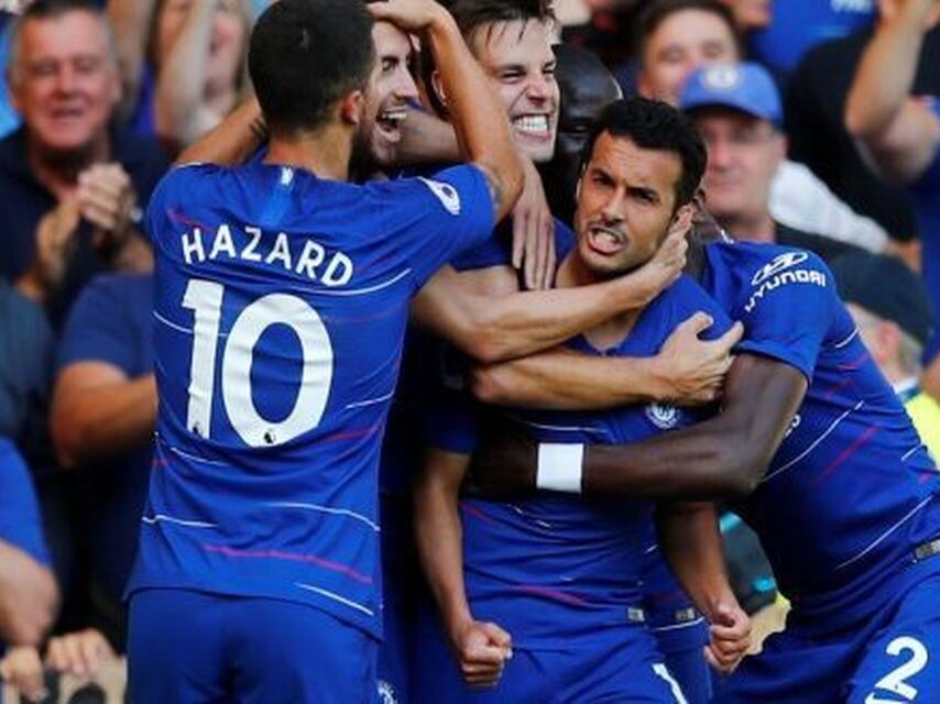 Los jugadores del Chelsea celebran un gol en Stamford Bridge.