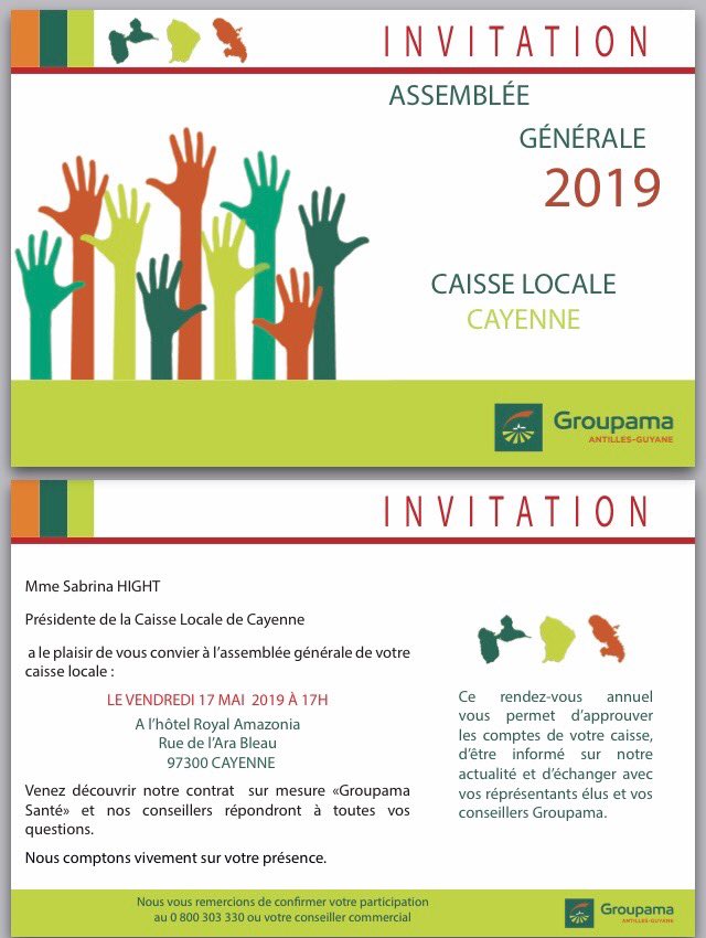 SabrinaHight's tweet photo. Assemblée générale de la caisse locale de Cayenne #groupama je compte sur votre participation. Vendredi 17 mai à 17h. https://t.co/qIlVSW9EzQ