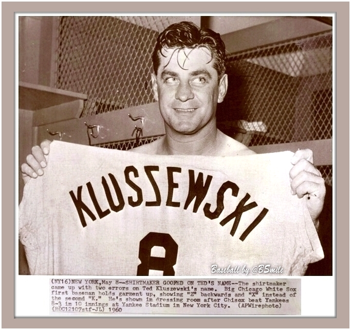 Baseball by BSmile on X: Today In 1960: Chicago White Sox slugger Ted  Kluszewski's jersey features the first players name typo in major league  uniform history! #MLB #WhiteSox  / X