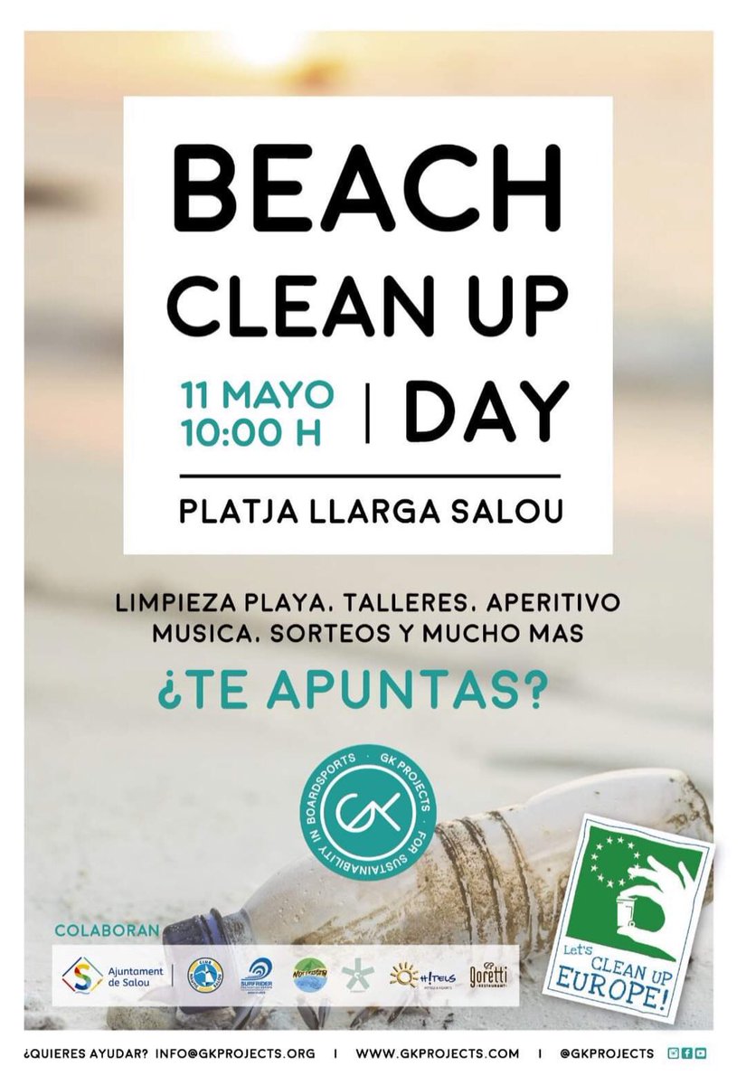capgira's tweet photo. Encantat de participar al #beachcleanupday amb els amics de #GKprojects, un projecte que m’encanta! #beachclesnupdsysalou #cleanupday2019 @AjuntamentSalou https://t.co/Wm7Ve3qd4g