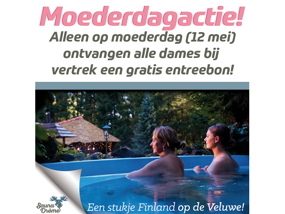 Moederdag beleef je natuurlijk bij Saunadrôme Putten 🙂 <a href="/Sauna_Putten/">Sauna Drôme</a> #moederdag #putten #sauna #verwennen #actie #gratis #entree putten.allesvan.nl/nieuws/detail/…