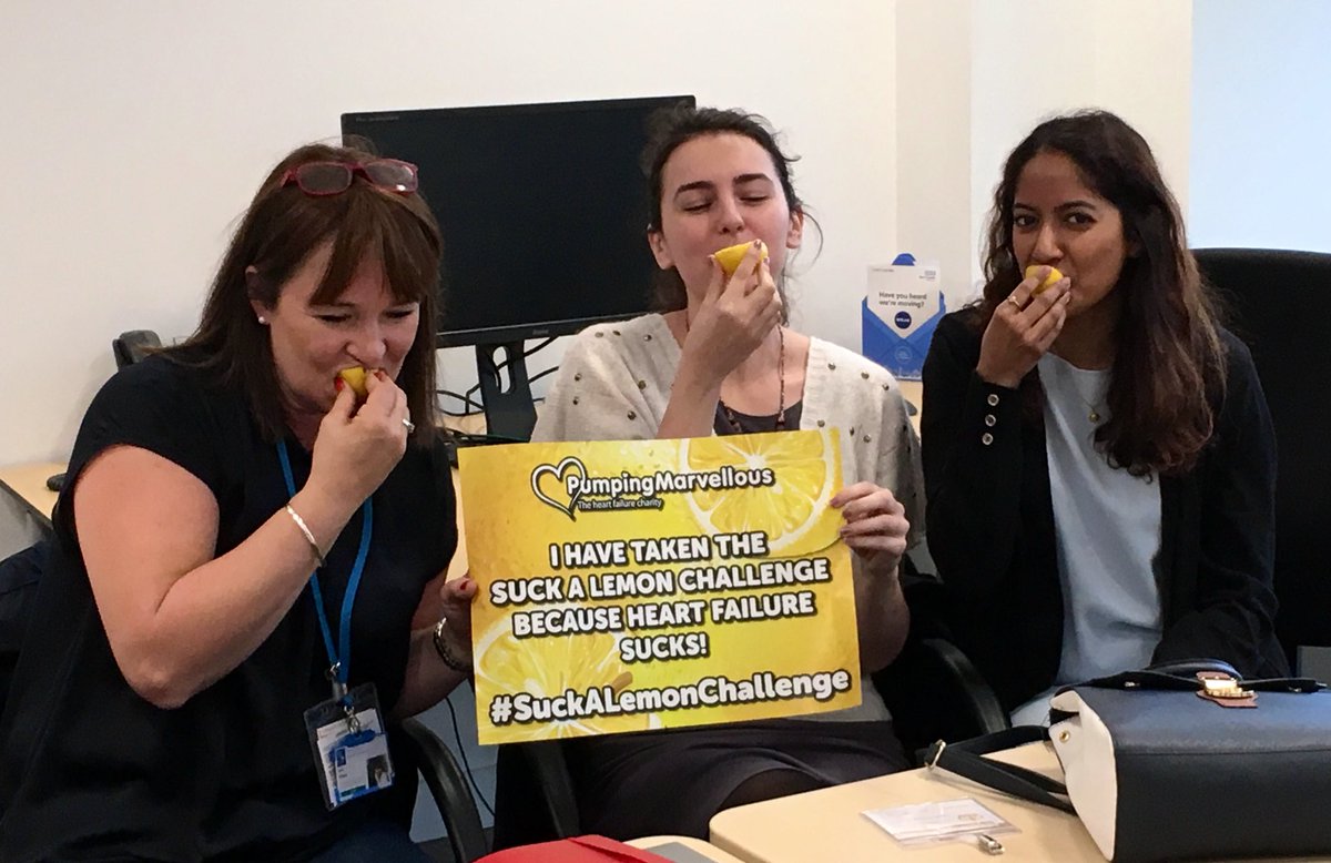 @JuliaICHP @SekeljSara @ramanah88 at this mornings @NHSLdn_CN Pan London #HeartFailure Data Meeting doing the #SuckaLemonChallenge because #HeartFailureSucks. @pumpinghearts #HeartFailureAwareness thank you @claredthomson for the lemons!