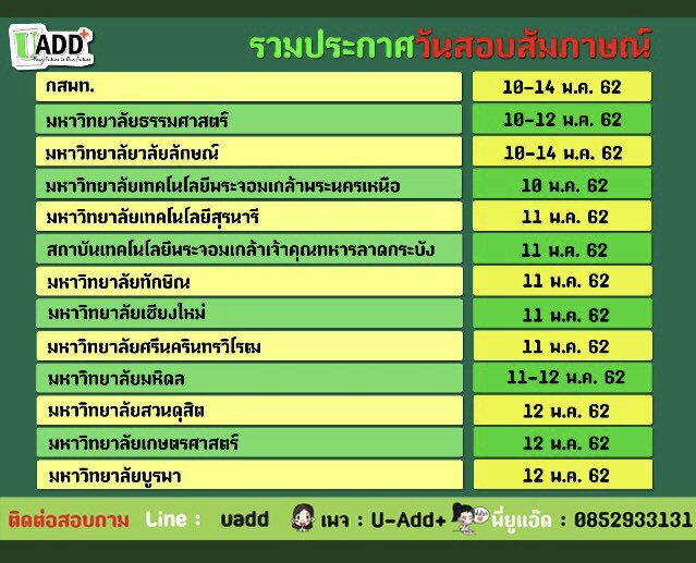 pplaliz's tweet photo. แปะวันสัมแต่ละมหาลัยเผื่อใครยังไม่เห็น ขอให้9พค.เป็นวันที่ดีสำหรับคนพยายามแล้ว เป็นกำลังใจให้ทุกคนนะฮื้อ อยากมีโมเม้นกริ๊ดลั่นบ้านตอนเที่ยงคืน
#dek62 https://t.co/DpG2YxME8U