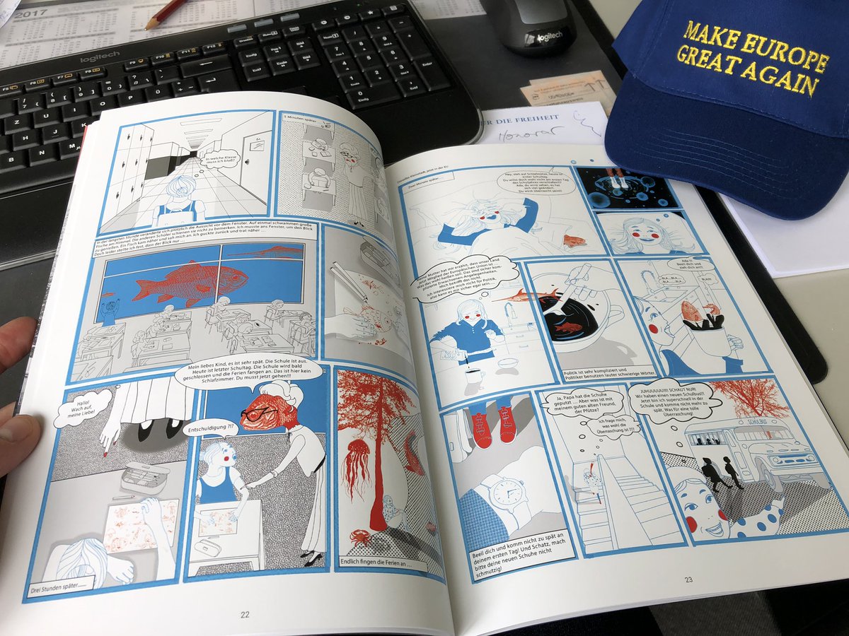 FreiheitPotsdam's tweet photo. Am morgigen #europatag sind wir Teil des @LH_Potsdam Europafestes. Im Gepäck haben wir eine Comicausstellung #AnimateEurope sowie die druckfrischen Siegercomics 2019. Im Bild: „Die Pfütze“ von Marta Okrasko aus 🇵🇱 @FNFreiheit @dpgb @mskpu https://t.co/OcIelHPcEC