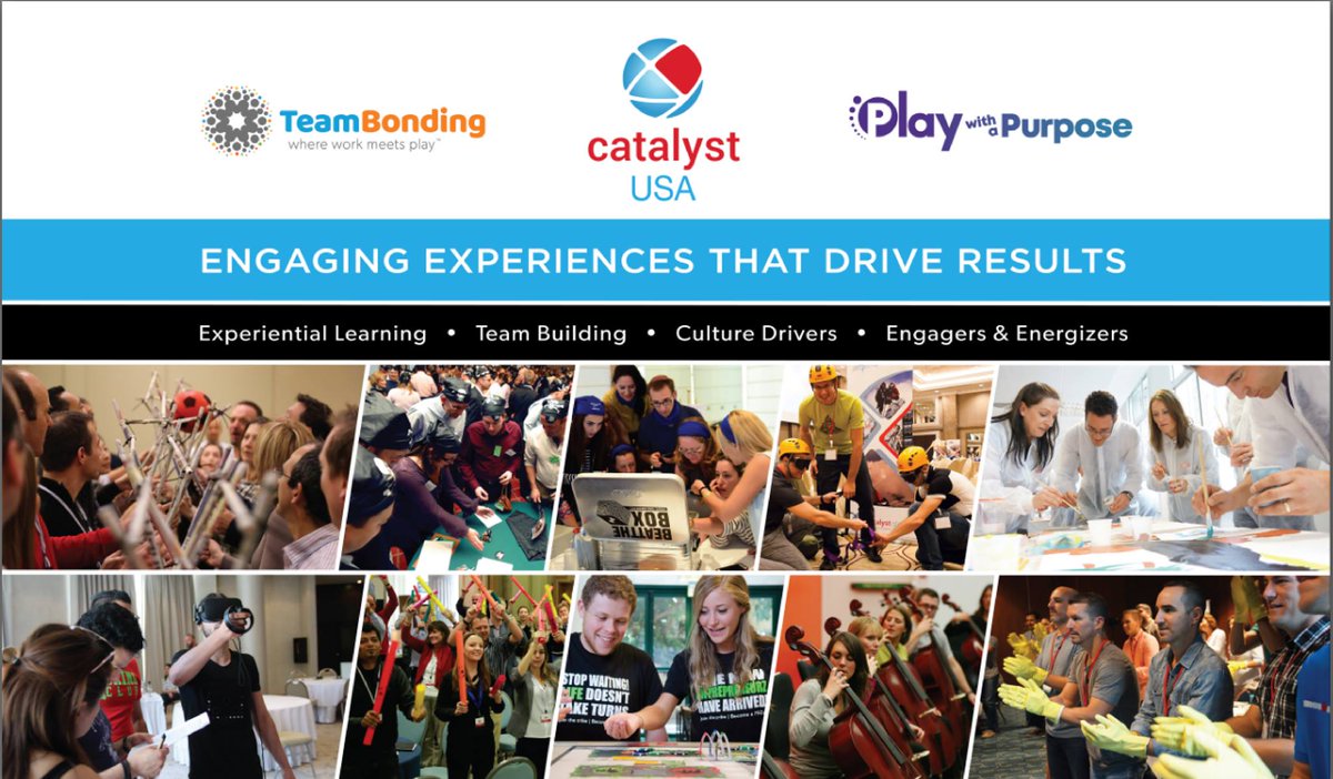 UsaCatalyst's tweet image. If you're at #ATD2019 drop by our booth 1951 and meet David Goldstein and Stuart Downie from @teambonding and Jim Quinlan from @PLAYWITHAPURPOS - USA's leaders in the #TeamBuilding #industry! Its going to be an exciting time of knowledge sharing!

#CatalystUSA #USA @atd