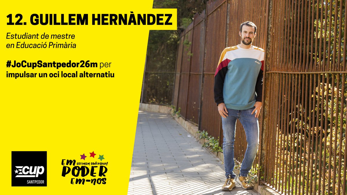 CUP_Santpedor's tweet photo. El Guillem Hernàndez (@ghmartinez) és entrenador de pàdel, va ser membre de l'Esplai GEPS durant molts anys i ara és membre del Bous de Foc i organitzador del Sopar de Bigotis. #EstimemSantpedor #Empoderemnos #MunicipisValents https://t.co/EMjdg89GgO