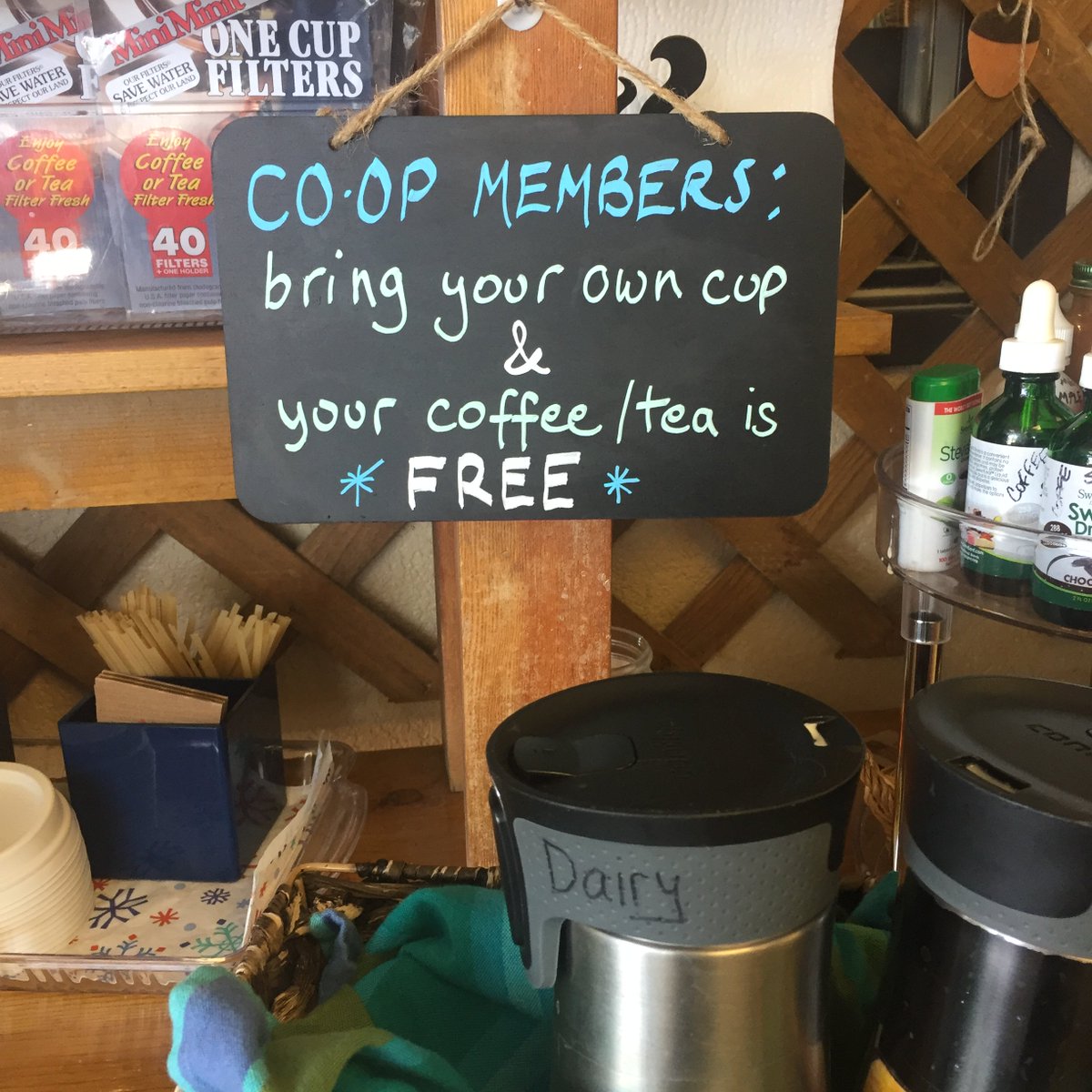 In case you didn't know... all our Members are always welcome to a free cup of organic coffee or mate, when they us their own tumbler/cup!
Thank you for your support!

#membershiphasitsperks #operationditchtheplastic #creatingnewhabits #saynotosingleuseitems #wastefree