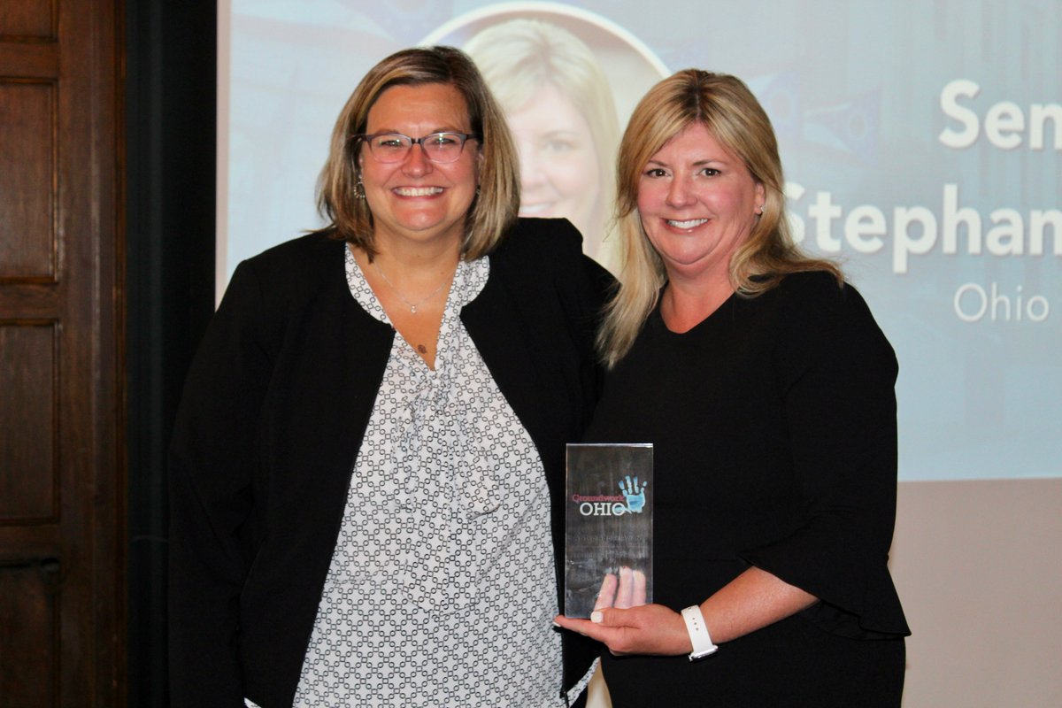 OhioSenateGOP's tweet photo. Chair of Ohio's Infant Mortality Commission and the Senate's Committee on Higher Ed, Sen.@StephanieKunze understands the importance of #LayingTheGroundwork for lifelong learning. @GroundworkOhio honored her efforts today with "A Step Above Award" during #GroundworkSummit2019. https://t.co/NzlUo1NZrr