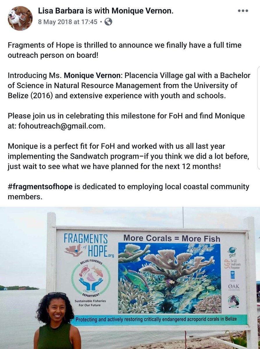 MoniqueVernonBz's tweet photo. Today marks exactly a year since I've joined the #fragmentsofhope team and I'm very grateful and excited for another year.

#ilovemyjob #protectlifebelowwater #womeninscience #womendivers #coralrestoration #oneyearanniversary https://t.co/BWuB3VZRID