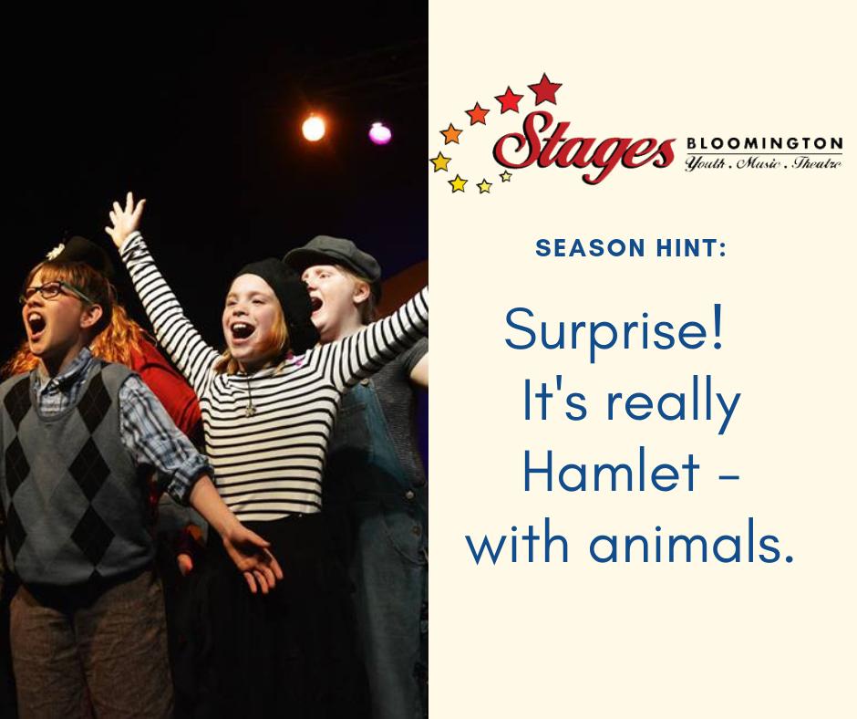 stagesbtown's tweet photo. 🎭 Hint #6! Guess the shows in our next season, bring your answers to our May 19 Season Announcement Party, and win a prize🎁! Check back with us often for more hints! #stageseasonannounce #Bloomington #seasonannouncement #btownarts #bloomingtonindiana #bloomington https://t.co/d0K3Kv6Fus