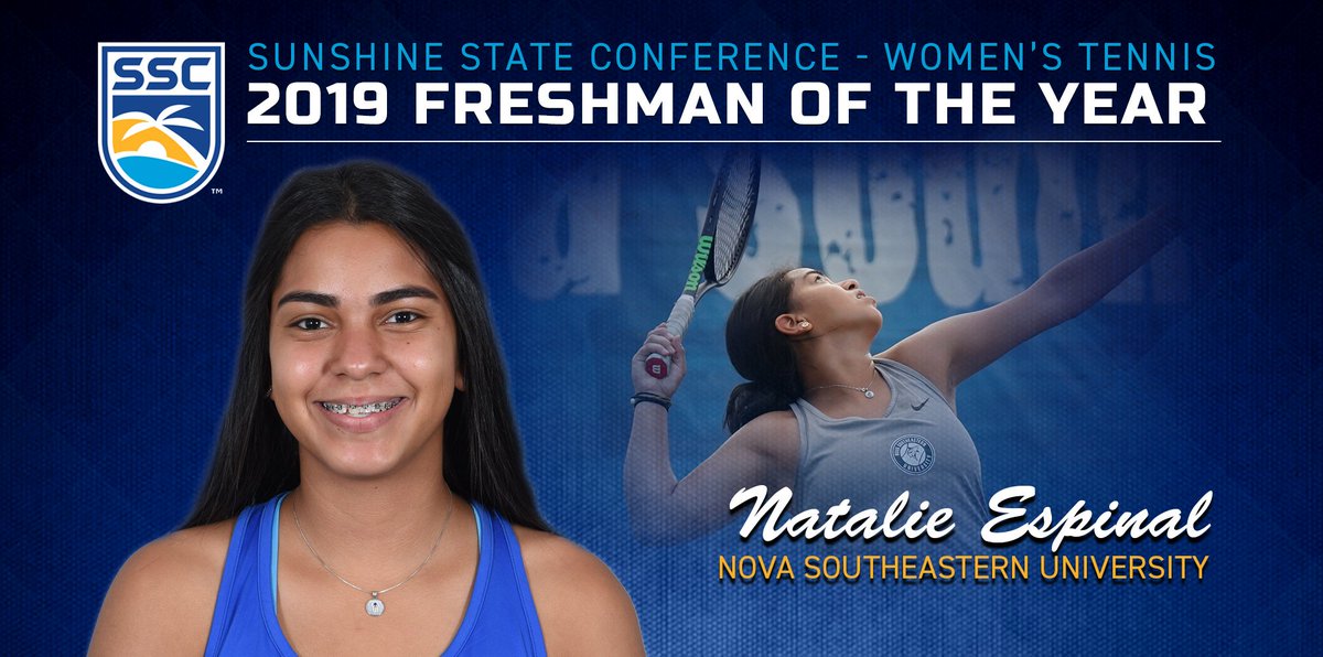 D2SSC's tweet photo. Natalie Espinal earns Freshman of the Year honors after posting a 17-3 singles record for the Sharks, which includes an 8-2 mark at #1 singles. #ssctennis
Full Story: https://t.co/EO9yMIaI3i https://t.co/o7Tf9h1fS3